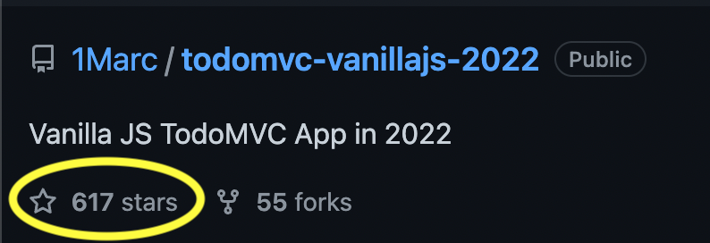 TodoMVC with Vanilla JavaScript in 2022 with over 600 stars