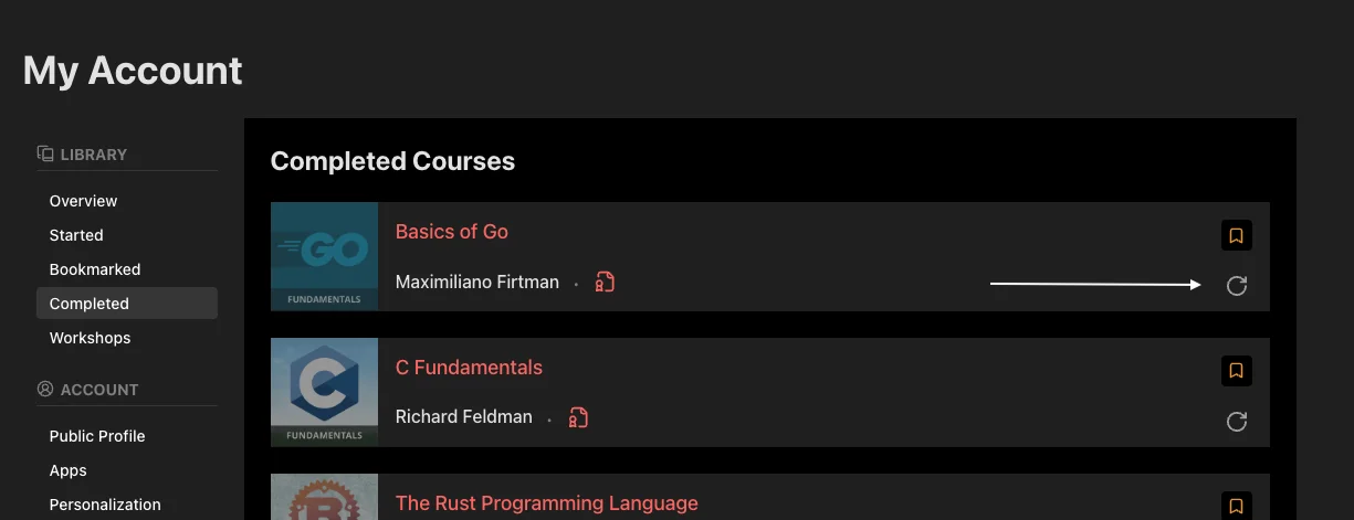 reset progress button