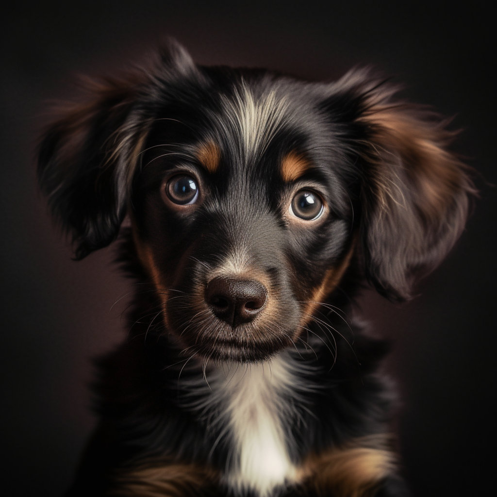 A portrait of an adorable puppy gazing at the camera.