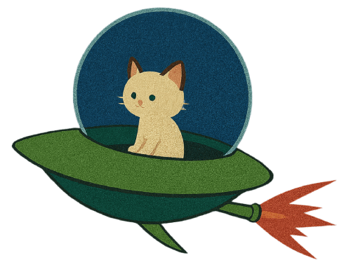 Spaceship cat floating